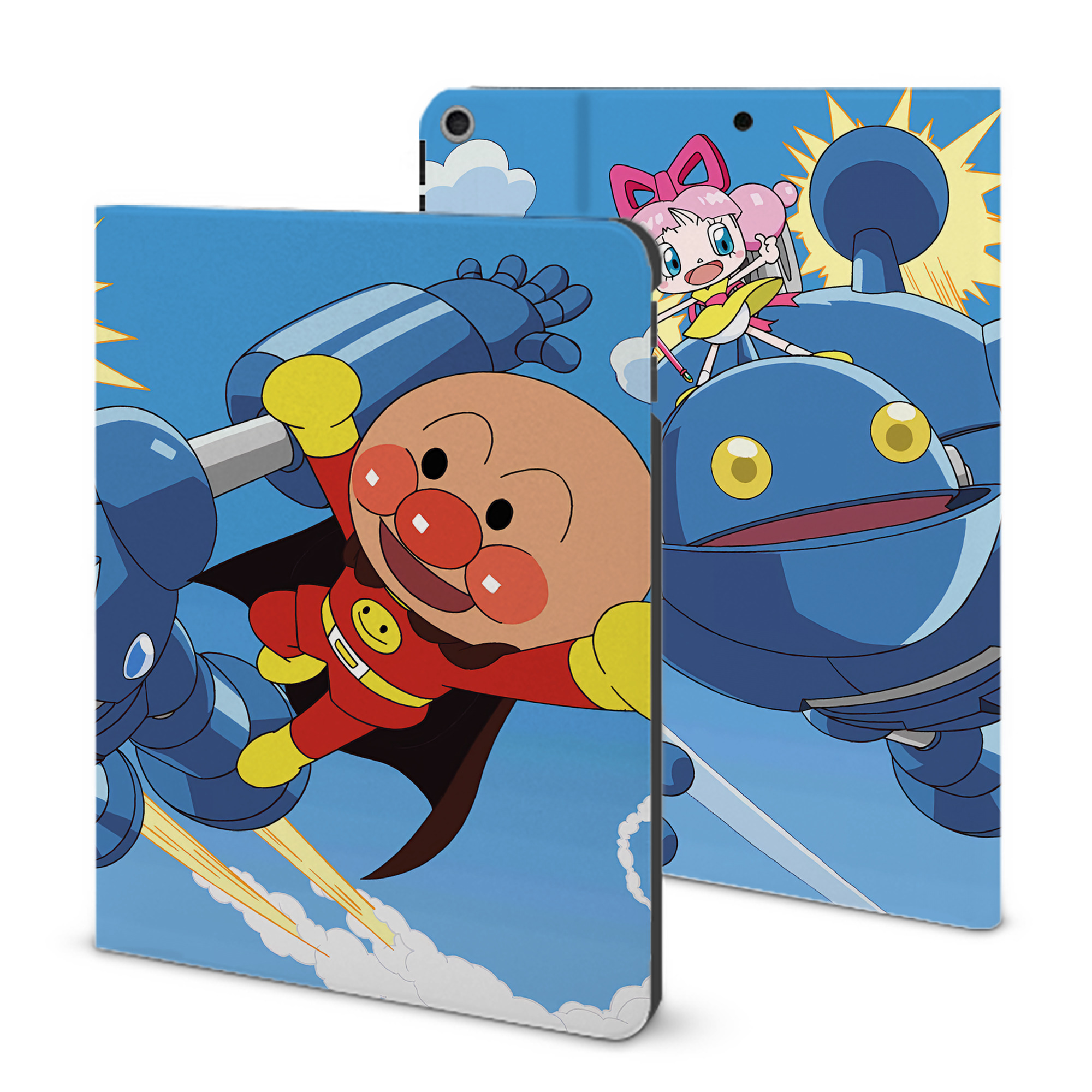 （画像用） アンパンマン Anpanman IPad ケース ブック型 PUレザー TPU 耐衝撃 軽量 薄型 ペン収納なし 全面保護 IPad 各モデル対応